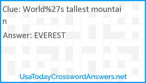 World%27s tallest mountain Answer