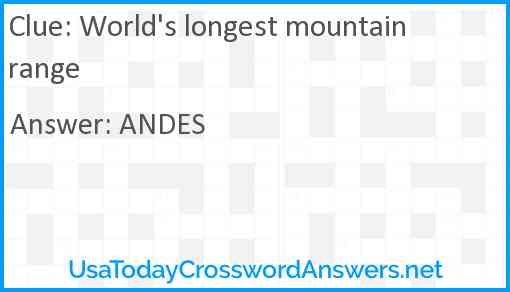 World's longest mountain range Answer