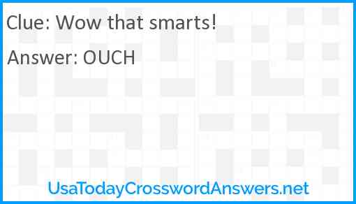 Wow that smarts! Answer