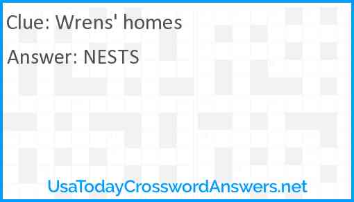 Wrens' homes Answer