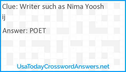 Writer such as Nima Yooshij Answer