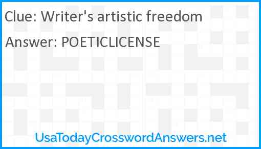 Writer's artistic freedom Answer
