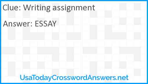 Writing assignment Answer