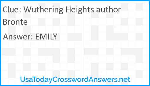 Wuthering Heights author Bronte Answer