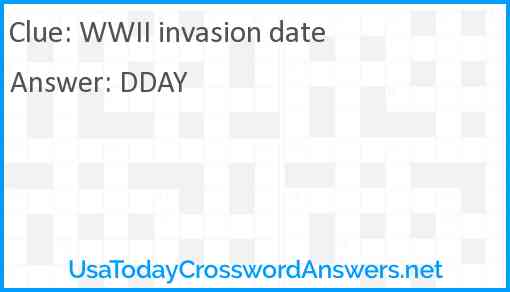 WWII invasion date Answer