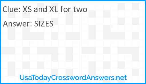 XS and XL for two Answer