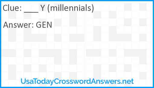 ___ Y (millennials) Answer