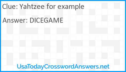 Yahtzee for example Answer