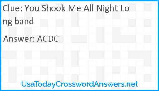 You Shook Me All Night Long band Answer