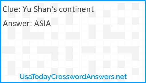 Yu Shan's continent Answer