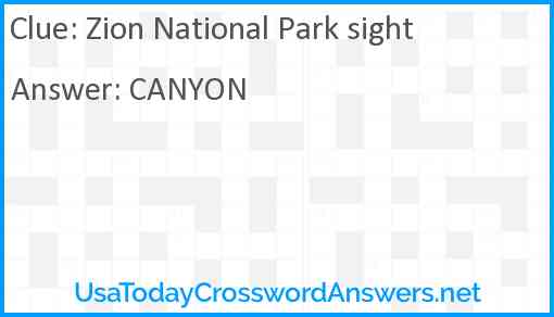 Zion National Park sight Answer