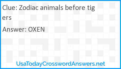 Zodiac animals before tigers Answer