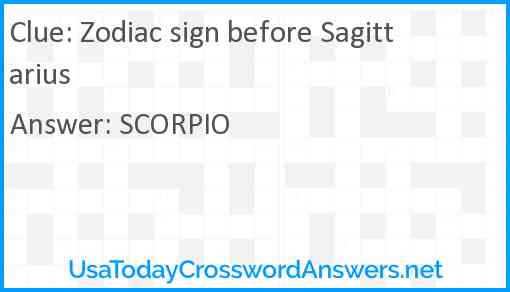 Zodiac sign before Sagittarius Answer